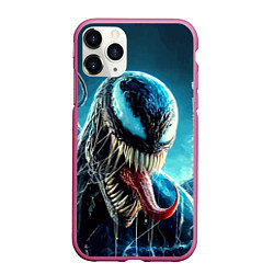 Чехол iPhone 11 Pro матовый Venom in metropolis - ai art neon fantasy, цвет: 3D-малиновый