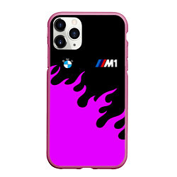 Чехол iPhone 11 Pro матовый BMW flame, цвет: 3D-малиновый