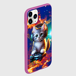 Чехол iPhone 11 Pro матовый Удивительный мир котёнка игромана, цвет: 3D-фиолетовый — фото 2