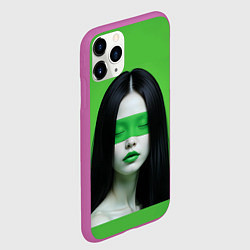 Чехол iPhone 11 Pro матовый Pop art девушка на зеленом фоне, цвет: 3D-фиолетовый — фото 2