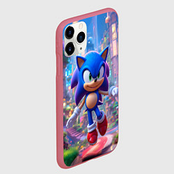 Чехол iPhone 11 Pro матовый Соник в красочной стране, цвет: 3D-малиновый — фото 2