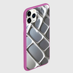 Чехол iPhone 11 Pro матовый Полированный металл серебряный, цвет: 3D-фиолетовый — фото 2