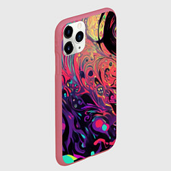 Чехол iPhone 11 Pro матовый Интерференционные цвета, цвет: 3D-малиновый — фото 2