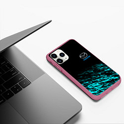 Чехол iPhone 11 Pro матовый Mazda голубые краски, цвет: 3D-малиновый — фото 2