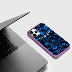 Чехол iPhone 11 Pro матовый The Witcher logo pattern, цвет: 3D-фиолетовый — фото 2