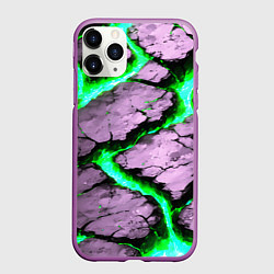 Чехол iPhone 11 Pro матовый Треснувший камень зелёный