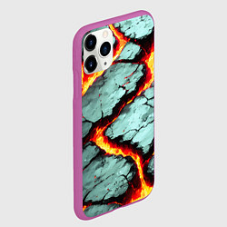 Чехол iPhone 11 Pro матовый Треснувший камень жёлтый, цвет: 3D-фиолетовый — фото 2