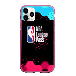 Чехол iPhone 11 Pro матовый NBA баскетбол соты неон, цвет: 3D-малиновый