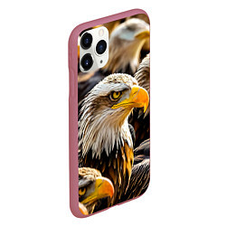 Чехол iPhone 11 Pro матовый Белоголовые орланы, цвет: 3D-малиновый — фото 2