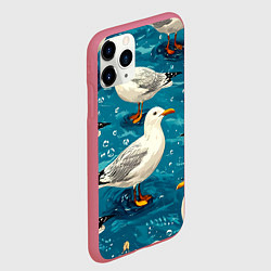 Чехол iPhone 11 Pro матовый Чайка, цвет: 3D-малиновый — фото 2