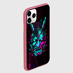 Чехол iPhone 11 Pro матовый Самурай киберпанк цифровой, цвет: 3D-малиновый — фото 2