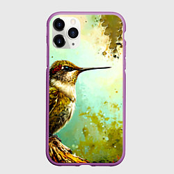 Чехол iPhone 11 Pro матовый Колибри птичка