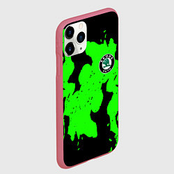 Чехол iPhone 11 Pro матовый Skoda flame steel, цвет: 3D-малиновый — фото 2