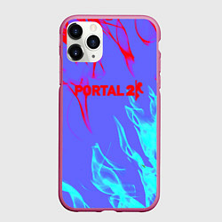 Чехол iPhone 11 Pro матовый Portal 2 neon flame steel, цвет: 3D-малиновый