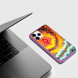 Чехол iPhone 11 Pro матовый Оптические краски текстура, цвет: 3D-фиолетовый — фото 2
