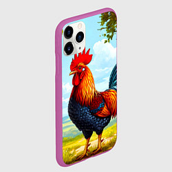 Чехол iPhone 11 Pro матовый Петушок, цвет: 3D-фиолетовый — фото 2