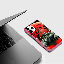 Чехол iPhone 11 Pro матовый Пейзаж Японии в красном цвете, цвет: 3D-малиновый — фото 2