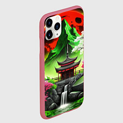 Чехол iPhone 11 Pro матовый Водопад японии и природа, цвет: 3D-малиновый — фото 2