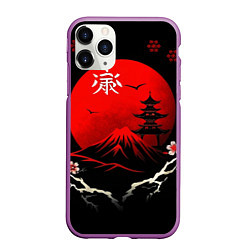 Чехол iPhone 11 Pro матовый Japan red black nature, цвет: 3D-фиолетовый