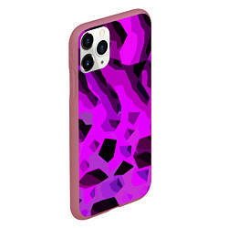 Чехол iPhone 11 Pro матовый Чёрно-фиолетовая пористая абстракция, цвет: 3D-малиновый — фото 2