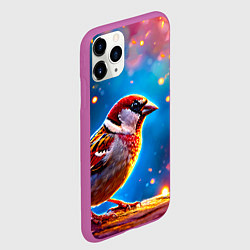 Чехол iPhone 11 Pro матовый Воробей искристый, цвет: 3D-фиолетовый — фото 2