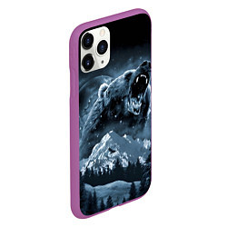 Чехол iPhone 11 Pro матовый Медведь в зимнем лесу, цвет: 3D-фиолетовый — фото 2