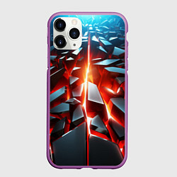 Чехол iPhone 11 Pro матовый Черные слитки над лавой, цвет: 3D-фиолетовый