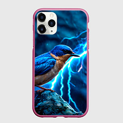 Чехол iPhone 11 Pro матовый Ласточка в грозу, цвет: 3D-малиновый
