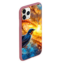 Чехол iPhone 11 Pro матовый Ласточка в космосе, цвет: 3D-малиновый — фото 2