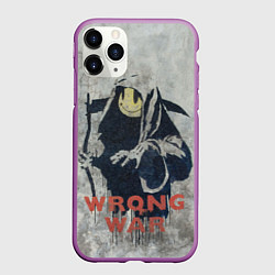 Чехол iPhone 11 Pro матовый Banksy - wrong war, цвет: 3D-фиолетовый