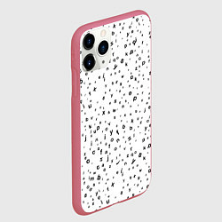 Чехол iPhone 11 Pro матовый Паттерн латиница, цвет: 3D-малиновый — фото 2