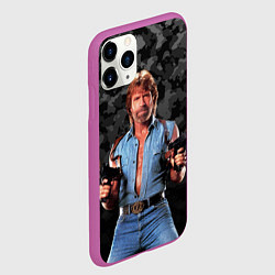 Чехол iPhone 11 Pro матовый Чак стреляет с узи, цвет: 3D-фиолетовый — фото 2