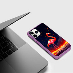 Чехол iPhone 11 Pro матовый Фламинго в огне, цвет: 3D-фиолетовый — фото 2
