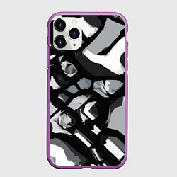 Чехол iPhone 11 Pro матовый Чёрно-серая абстракция