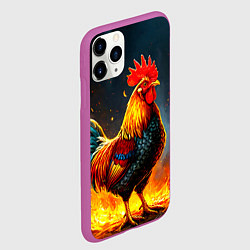 Чехол iPhone 11 Pro матовый Петух в огне, цвет: 3D-фиолетовый — фото 2