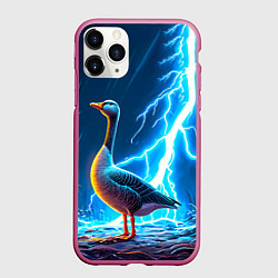 Чехол iPhone 11 Pro матовый Гусь и разряд молнии