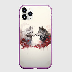 Чехол iPhone 11 Pro матовый Wolfs love, цвет: 3D-фиолетовый