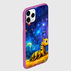 Чехол iPhone 11 Pro матовый Гусеничка в космосе, цвет: 3D-фиолетовый — фото 2
