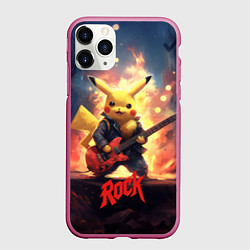 Чехол iPhone 11 Pro матовый Пикачу рок