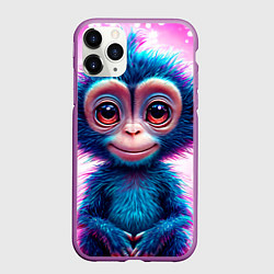 Чехол iPhone 11 Pro матовый Неоновая обезьянка, цвет: 3D-фиолетовый