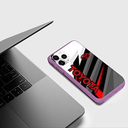 Чехол iPhone 11 Pro матовый Toyota - белый и красный, цвет: 3D-фиолетовый — фото 2