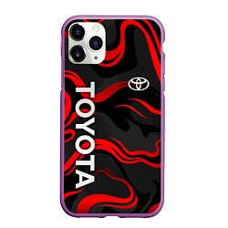 Чехол iPhone 11 Pro матовый Toyota - красные языки пламени