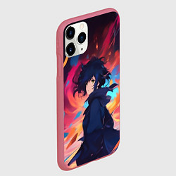 Чехол iPhone 11 Pro матовый Аниме девушка и ветер, цвет: 3D-малиновый — фото 2