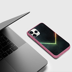 Чехол iPhone 11 Pro матовый Треугольник градиентом, цвет: 3D-малиновый — фото 2