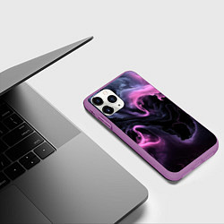 Чехол iPhone 11 Pro матовый Фиолетовое пламя на черном, цвет: 3D-фиолетовый — фото 2