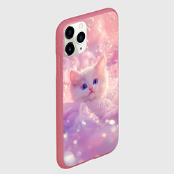 Чехол iPhone 11 Pro матовый Котенок в пузырях, цвет: 3D-малиновый — фото 2