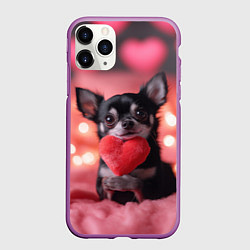 Чехол iPhone 11 Pro матовый Чихуахуа с сердечком