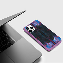 Чехол iPhone 11 Pro матовый Тай-дай космос, цвет: 3D-фиолетовый — фото 2