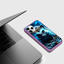 Чехол iPhone 11 Pro матовый Ежик в разрядах молний, цвет: 3D-фиолетовый — фото 2