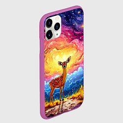 Чехол iPhone 11 Pro матовый Олень и космическое небо, цвет: 3D-фиолетовый — фото 2